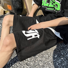 夏季港风cec宽松直筒潮牌简约外穿五分休闲裤子DK055-P35，男装休闲裤，星座210-1