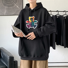 L2475P48韩版ins男士学生宽松运动连帽卫衣秋冬加绒情侣外套，男装卫衣，星座510A-1