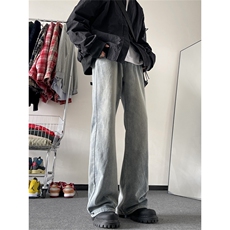美式复古水洗微喇牛仔裤百搭高街阔腿喇叭裤子N220-P43，男装牛仔裤，星座308B-1