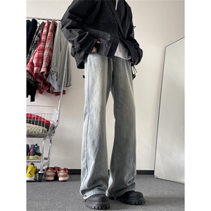 美式复古水洗微喇牛仔裤百搭高街阔腿喇叭裤子N220-P43图片