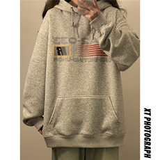 中性风连帽抽线印花字母设计大码M-5XL休闲卫衣男WY77764P58控78，男装卫衣，星座227-7