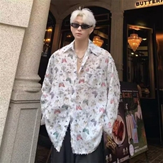 刺绣提花布设计感衬衫男复古春季高级bf衬衣休闲外套，男装衬衫，星座506A