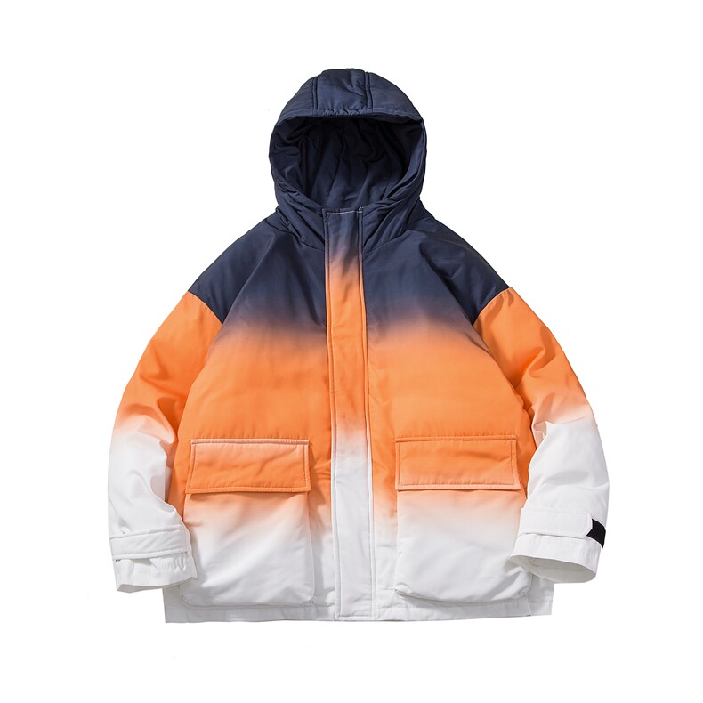 渐变色连帽棉衣男2019冬季新款韩版潮流宽松加厚棉服外套D53,男装棉衣,电商A335-1（原A458）