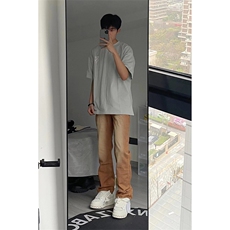 B221美式ins高街小众百搭纯色微喇牛仔裤LK22087-P55控78，男装牛仔裤，电商B221