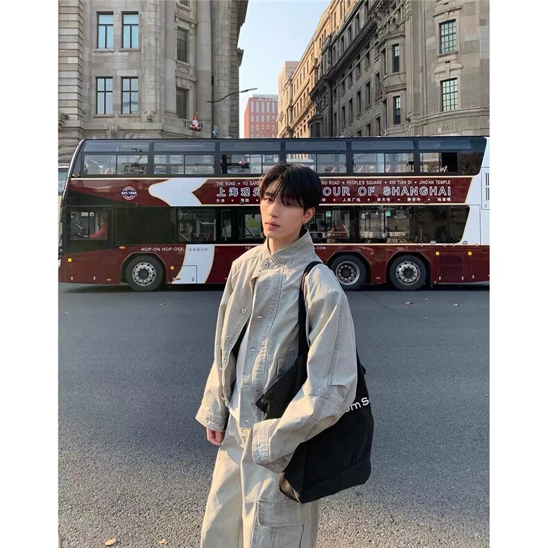 现货得物二开复古工装宽松立领水洗cleanfit夹克美式JK1252-P98,男装夹克,星座1103-3