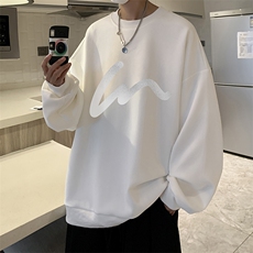 华夫格卫衣圆领卫衣男大码长袖t恤男外套HW76280-P30加绒款-P40，男装卫衣，电商A040