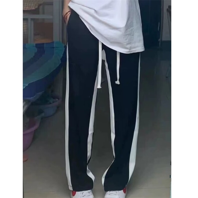 美式复古运动裤男女条纹宽松直筒速干情侣工装休闲裤潮WL37-P35,男装休闲裤,星座1008