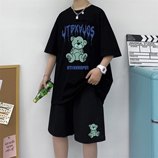 潮牌短袖套装夏季韩版修身潮男搭配上衣短衣服A161-2-TZ08-P50，男装休闲套装，电商A161-2
