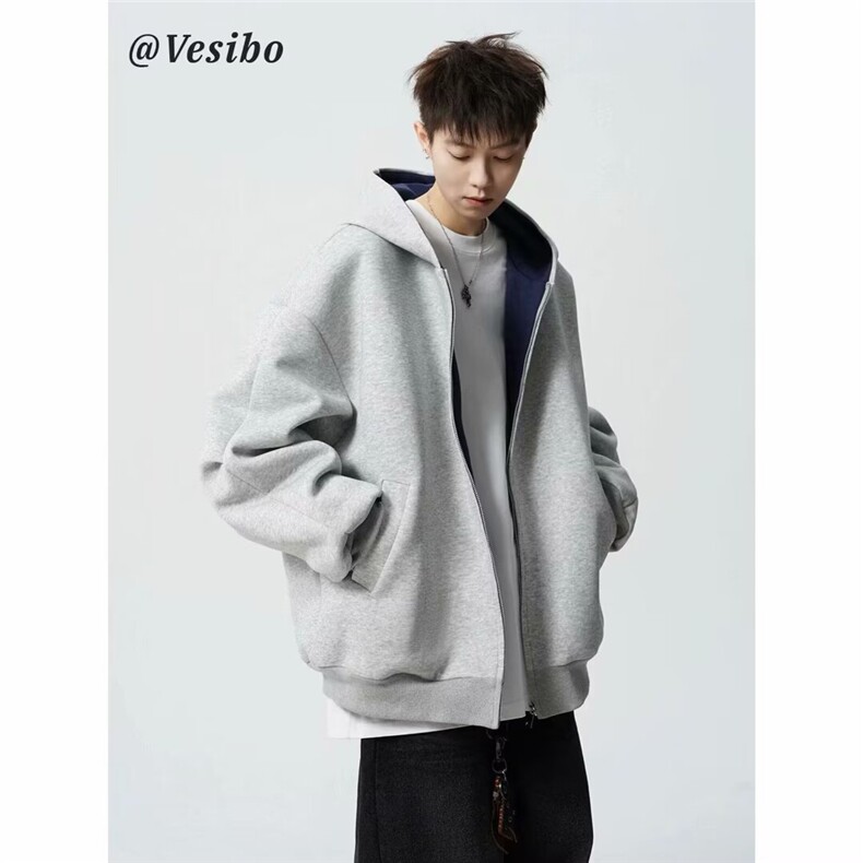 潮牌开衫卫衣男春秋时尚美式复古个性连帽衫高街休闲外套WYA756，女装短外套，星座208-5