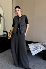 2025秋装新款双面款两穿小香风马夹短款新中式马甲外套，女装马甲，2C091