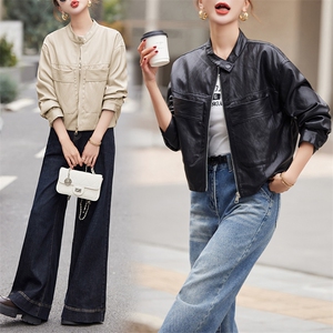 皮衣女外套短款上衣2025春秋季新款洋气显瘦小个子PU皮机车服夹克图片