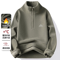 秋冬季新款男士套头半拉链卫衣百搭加绒加厚奥利绒外套7218-P42元，女装短外套，星座1706