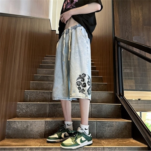 D2039-p48-控68  现货宽松cleanfit牛仔裤七分裤黑暗图片