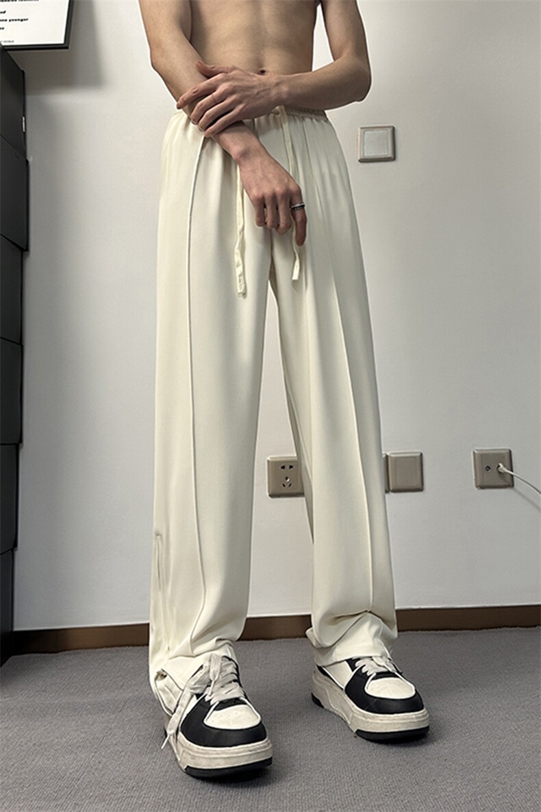 港风垂感宽松直筒裤男2025夏季新款松紧抽绳微喇西裤XK301-P50,男装西裤,电商A178