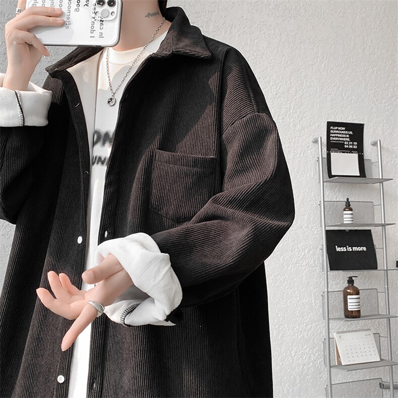 8XL-M灯芯绒加厚加绒长袖衬衫男加肥加大码衬衫外套CS501P65控78，男装衬衫，电商D206-1