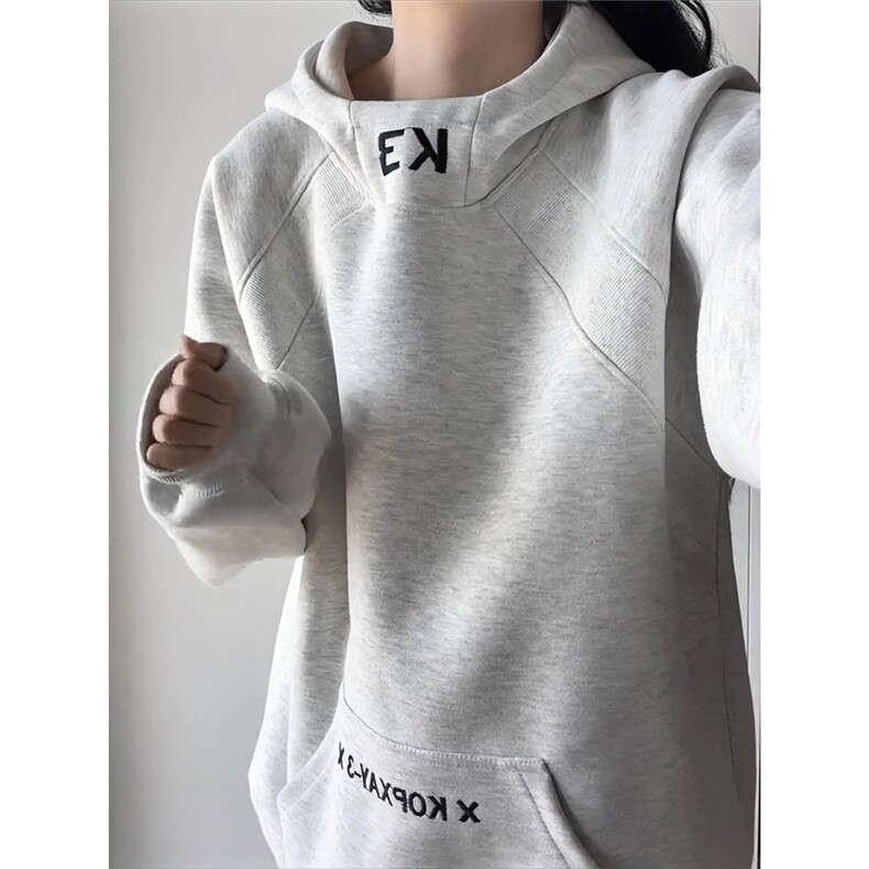 加绒款刺绣连帽卫衣男女款秋季运动外套cleanfit设计感上衣WYR34,女装短外套,星座516A