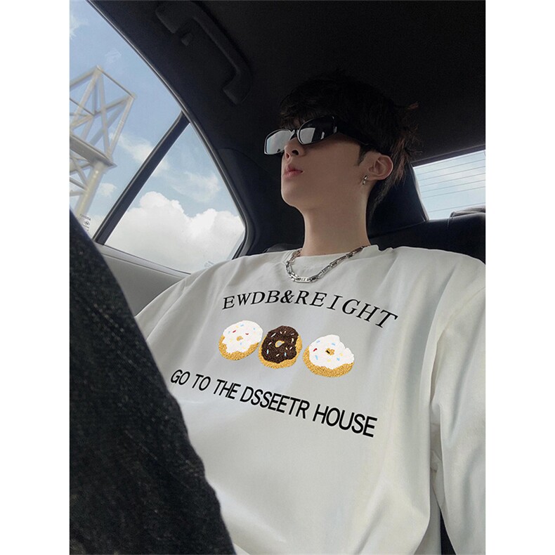 抖音得物 210克现货宽松纯棉美式潮牌印花落肩袖纯棉T恤AT211113图片