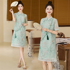 民族风刺绣绝美旗袍年轻款2025夏季国风小个子时尚洋气爆款连衣裙图片