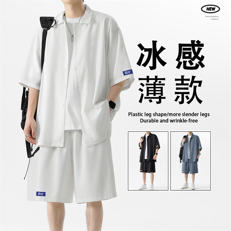 2024夏季美式潮流休闲舒适百搭衬衫两件套百TZ006-特批-60图片