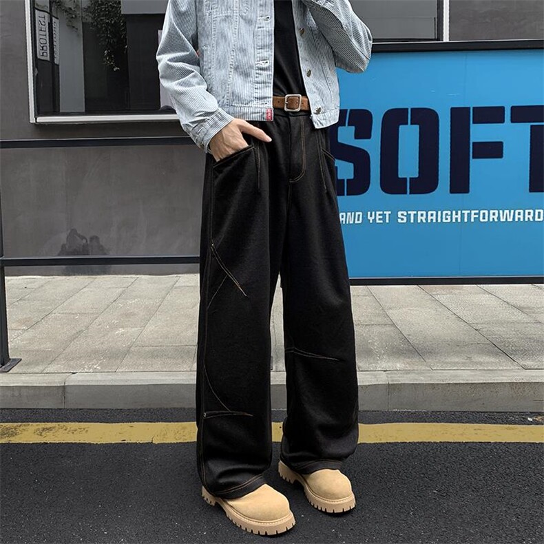 350g重磅美式辑明线解构宽松显瘦仿牛仔裤男K24117-特P58控108,男装牛仔裤,电商A001