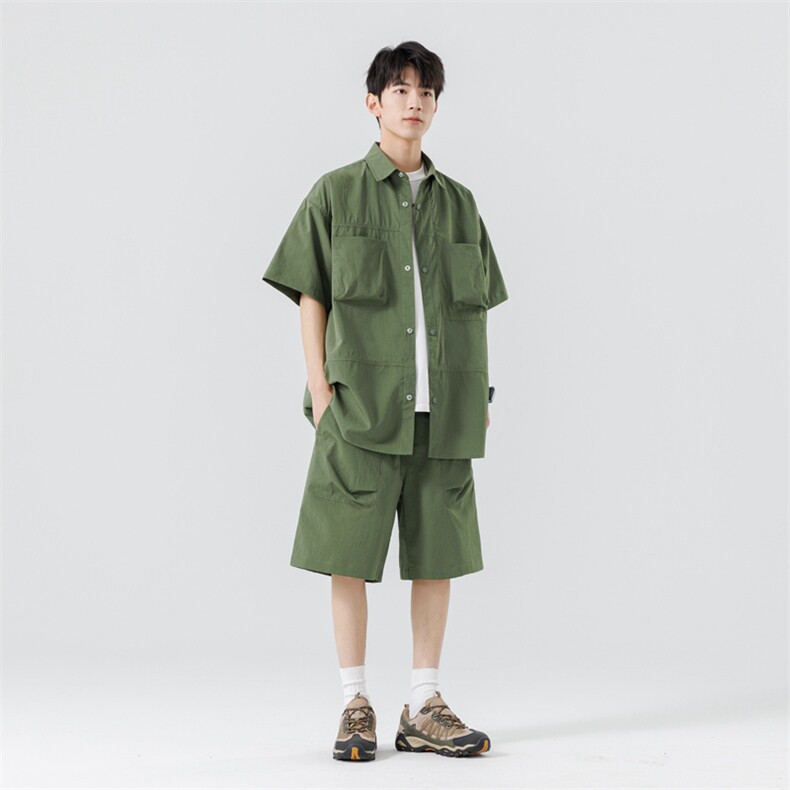 短袖衬衫男新款夏季薄款透气搭配一套短裤宽松翻领衬衣TZ071-P88,男装牛仔裤,星座308B-2