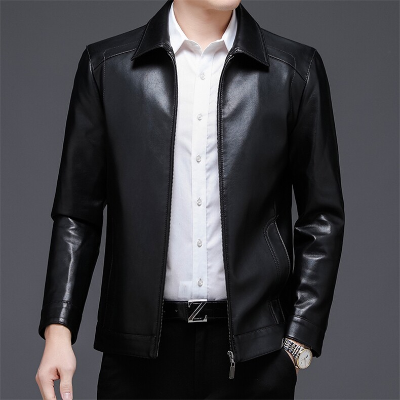 皮衣男秋季2023新款仿夹克商务皮衣服秋冬季休闲夹克上衣外套,男装皮衣,电商B212（原钱塘6029）
