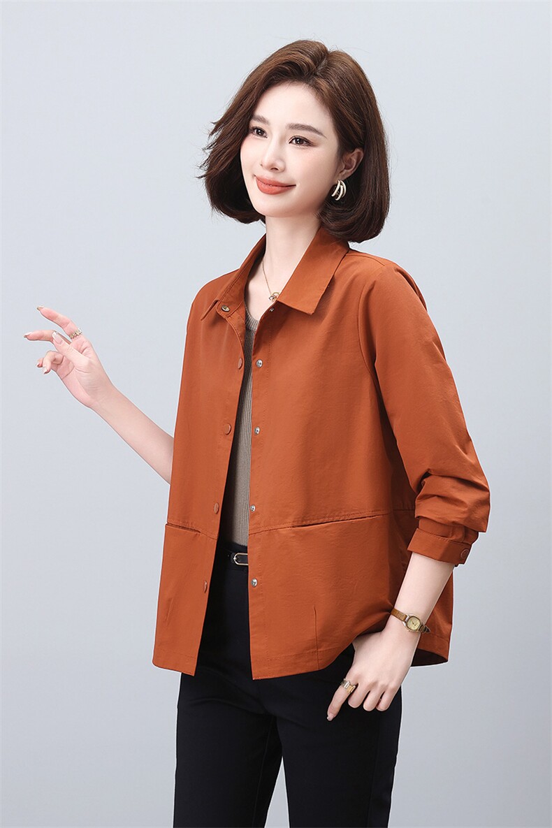 纯棉衬衫外套女春秋2024新款小个子宽松休闲百搭长袖衬衣开衫外套,女装衬衫,雪樱依海