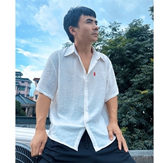 DC02男士短袖棉麻亚麻衬衫透气舒适面料凉爽透气衬衣慵懒风学院风，男装T恤，星座115A-2
