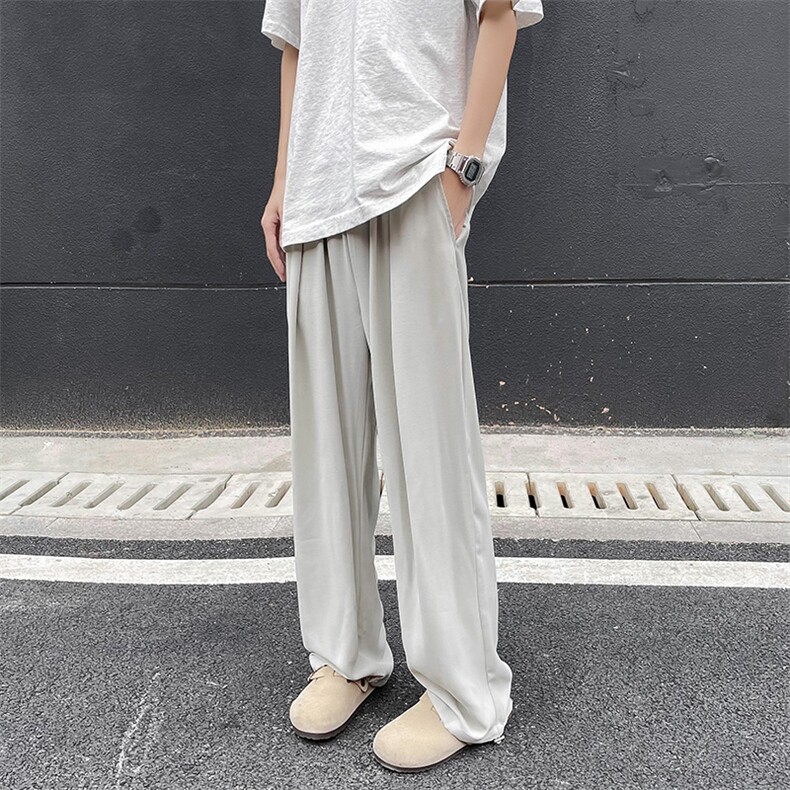 休闲裤男韩版潮流百搭裤子夏季薄款坠感阔腿拖地长裤K02839-P35图片