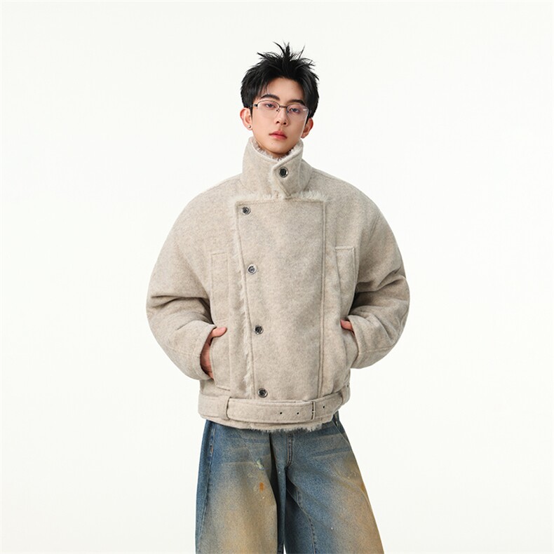 羊毛）复古双排扣毛领棉服男女冬季呢夹克JK1008-特P135-控258,男装夹克,星座216(原A116)