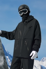 冬新防风防水拉链魔术贴滑雪服中性加绒加厚时尚夹克外套M19-P180，男装棉衣，电商A001-1