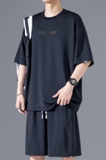 2025夏季新款无影墙大码冰丝短袖T恤套装M-5XHQ25442-P60，男装T恤，电商A022