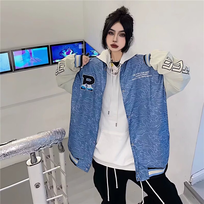 Z48-P49新款棒球服男女休闲运动外套春秋季宽松情侣夹克潮流,男装夹克,电商B323A