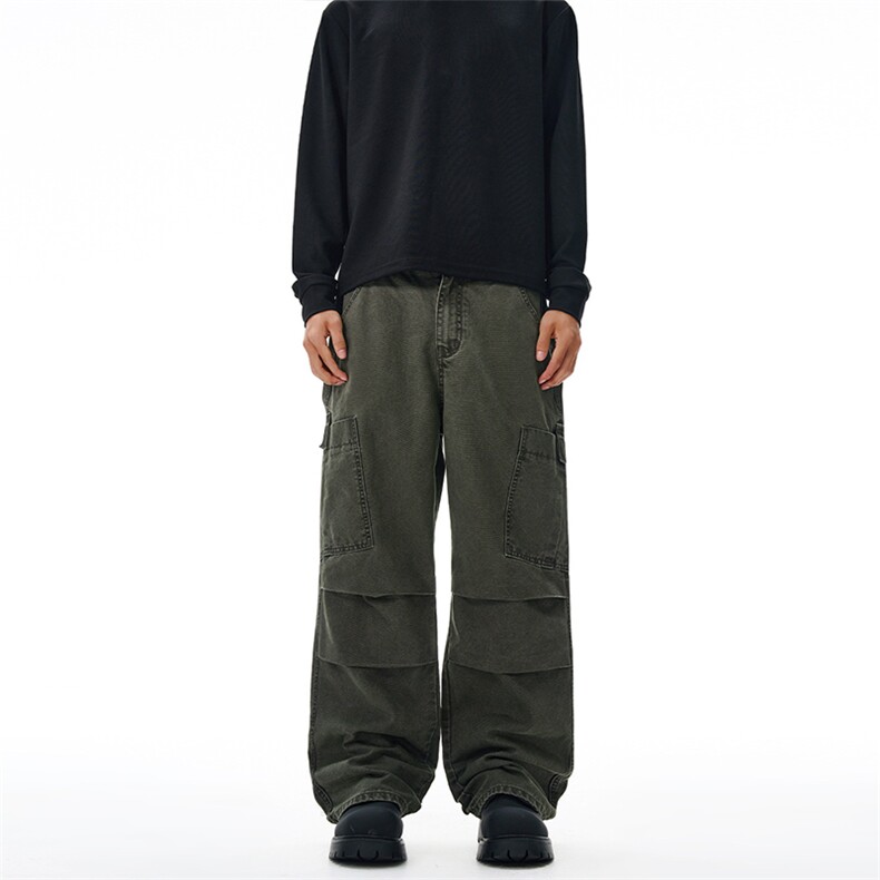 2025秋冬松紧腰美式石磨水洗复古珠帆马丁休闲裤男直筒宽松工装裤，男装工装外套，星座301D-3