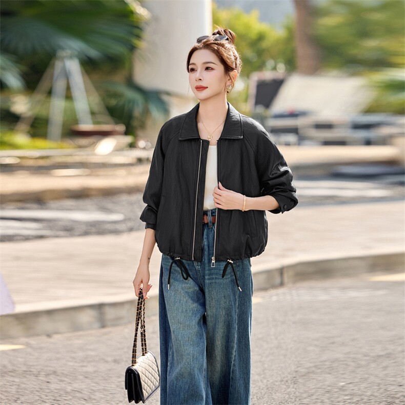 2026春装新款简约时髦风尚短款皮衣外套，女装皮衣，秀美人生