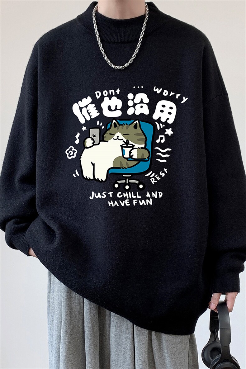 半高领毛衣男大码胖子针织衫毛线衣M18403-P45加绒款-P65,男装针织衫/毛衣,电商A040