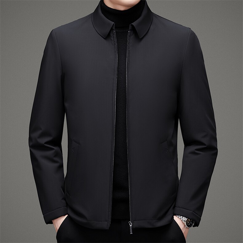 21新款中年鹅绒内胆羽绒服翻领男休闲商务冬装外套HM9887-P255,男装羽绒服,电商B212（原钱塘6029）