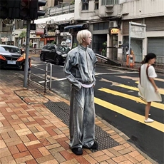 W9118-P83网图现货春季新款美式复古解构水洗做旧立领牛仔外套，男装工装外套，星座1608-2
