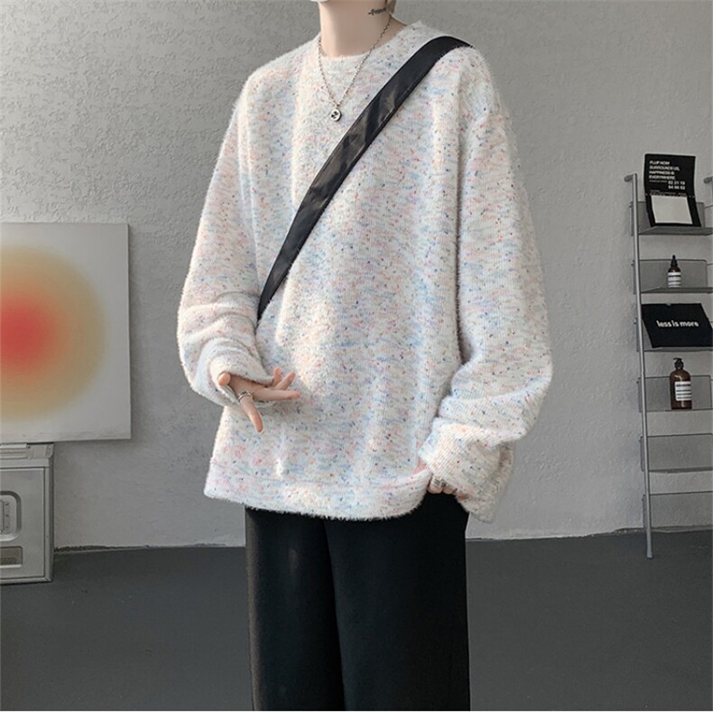 WY10156-特批40控78新款圆领简约套头宽松大码卫衣糯米衣服男,男装卫衣,电商A059