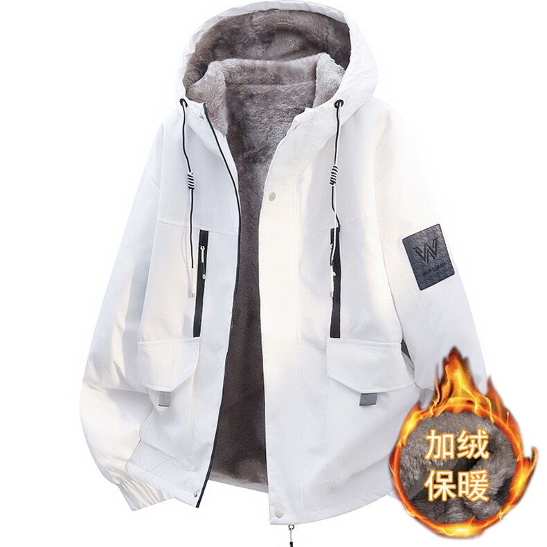 立体冬季外套加绒加厚潮牌夹克连帽宽松保暖派克服 A436-D209-P80图片