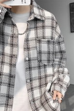 8XL-M特大码高级感千鸟格闲大码情侣复古翻领夹克外套JK1303P65，男装夹克，电商D206-1