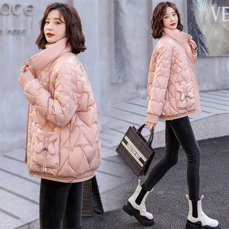小款短款爱心羽绒服女2021年新款冬季时尚洋气小个子立领,女装羽绒服,笃写