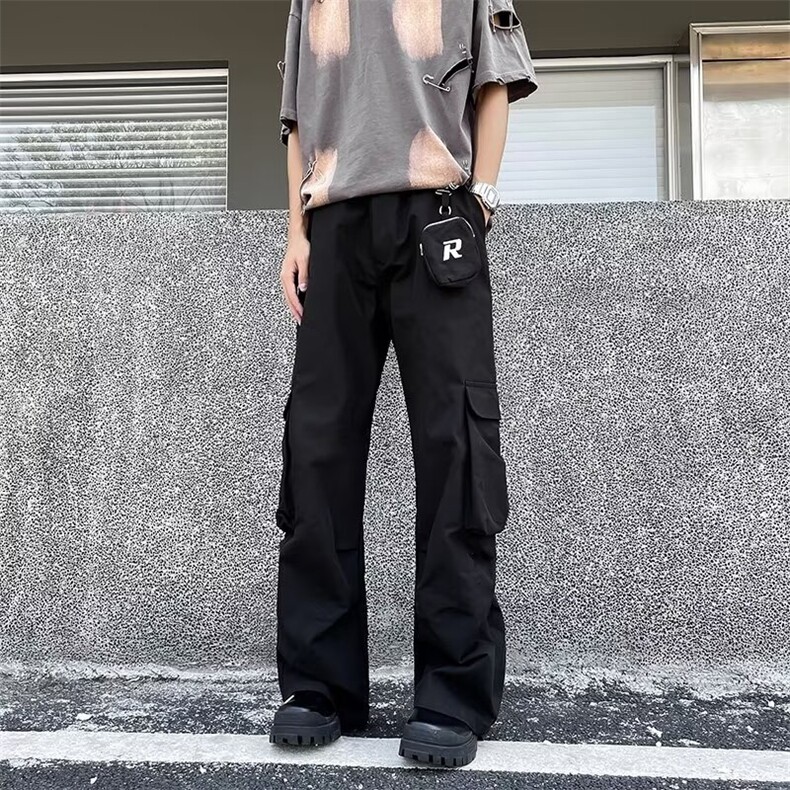 工装裤男夏季美式街头复古小众设计感阔腿伞兵裤Z65P45,男装工装外套,星座1116-2