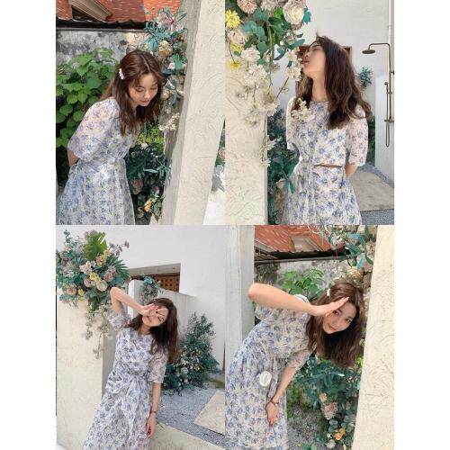 天丝碎花连衣裙，女装连衣裙，UPUP