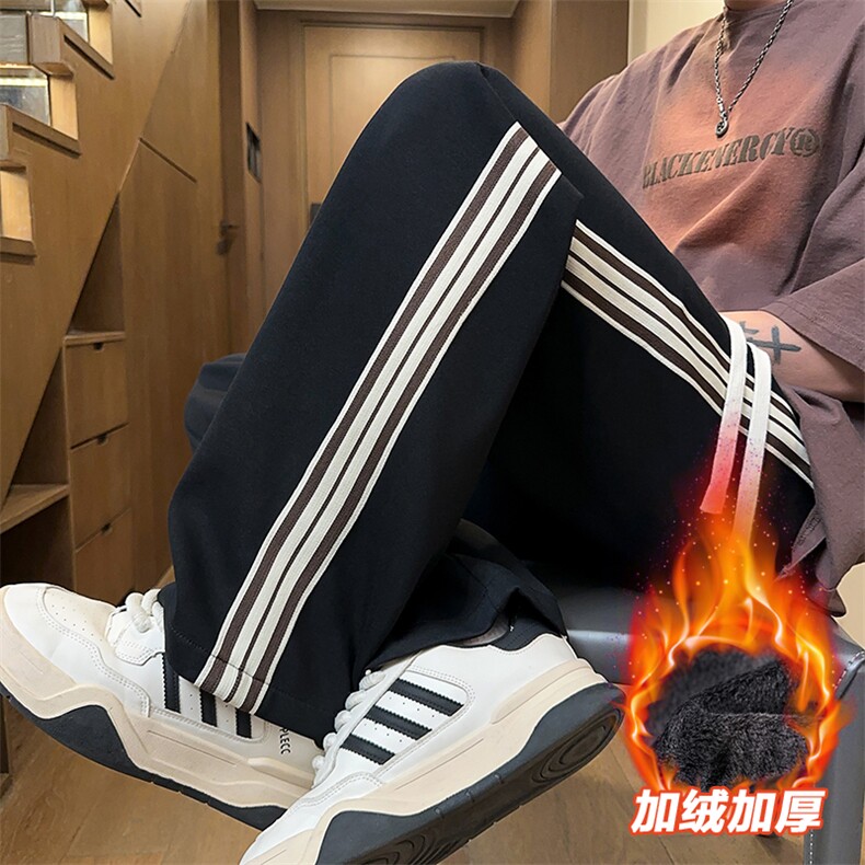 直筒加绒加厚运动裤男秋冬工装休闲宽松阔腿长裤D016-P45加绒P50图片
