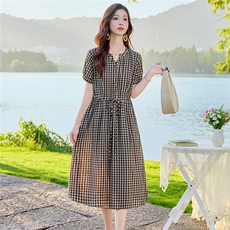 6303时尚显瘦格纹连衣裙，女装连衣裙，倪叶myz