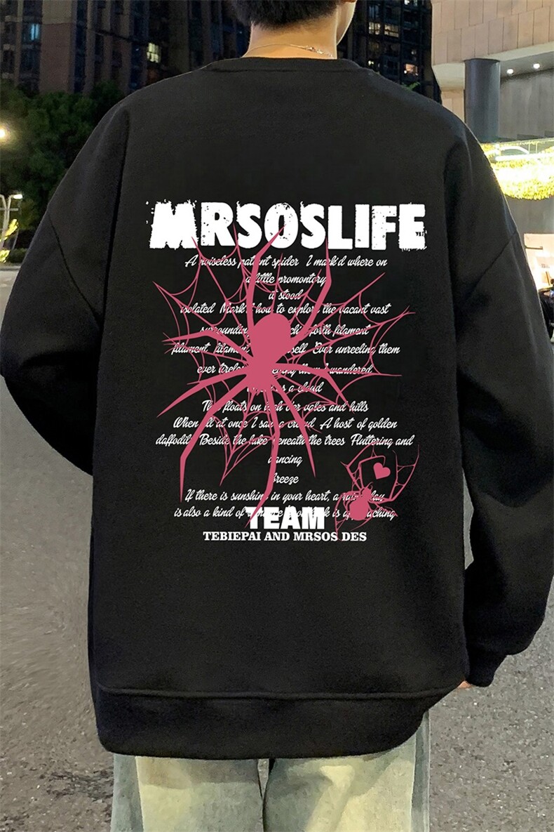 W558P35运动美式印花圆领卫衣男秋冬长袖打底衫宽松外套,男装T恤,星座304A-1