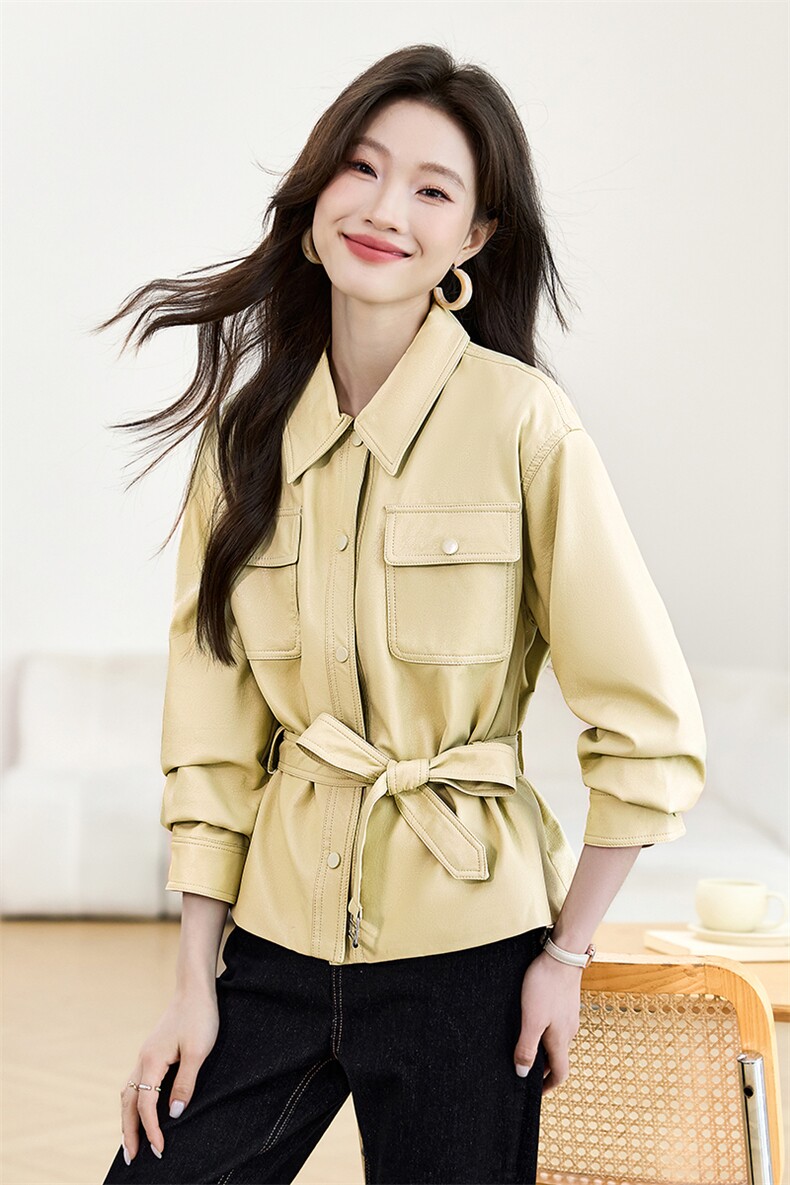 皮衣外套女2025春新款小个子今年流行爆款高级感气质短款收腰夹克,女装皮衣,贵人树
