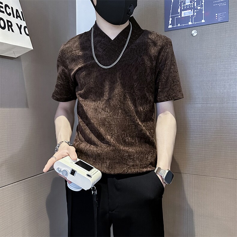 春夏季打底衫男潮流修身短袖T恤社会小伙301C-DT76-P58控78,男装T恤,星座301C（原B323）