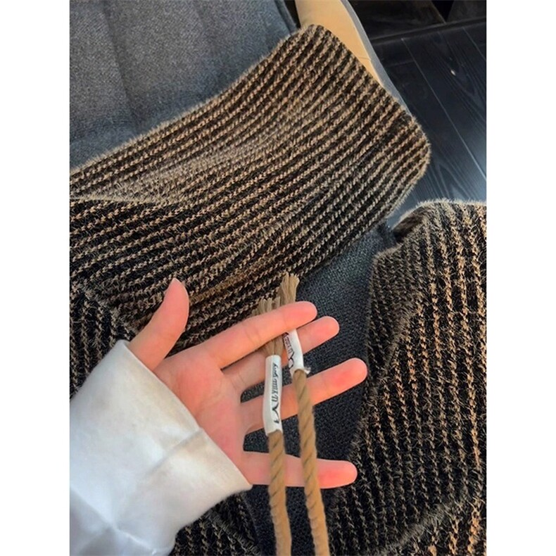 美式复古毛绒条纹灯芯绒裤子男秋冬高级感针织卫裤宽松直筒阔腿裤,男装休闲裤,星座218-1（原230）